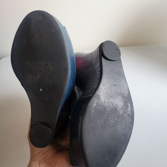 jeffery campbell Tick platform booties peep toe sz 8 blue zip close art to wear - Picture 8 of 9